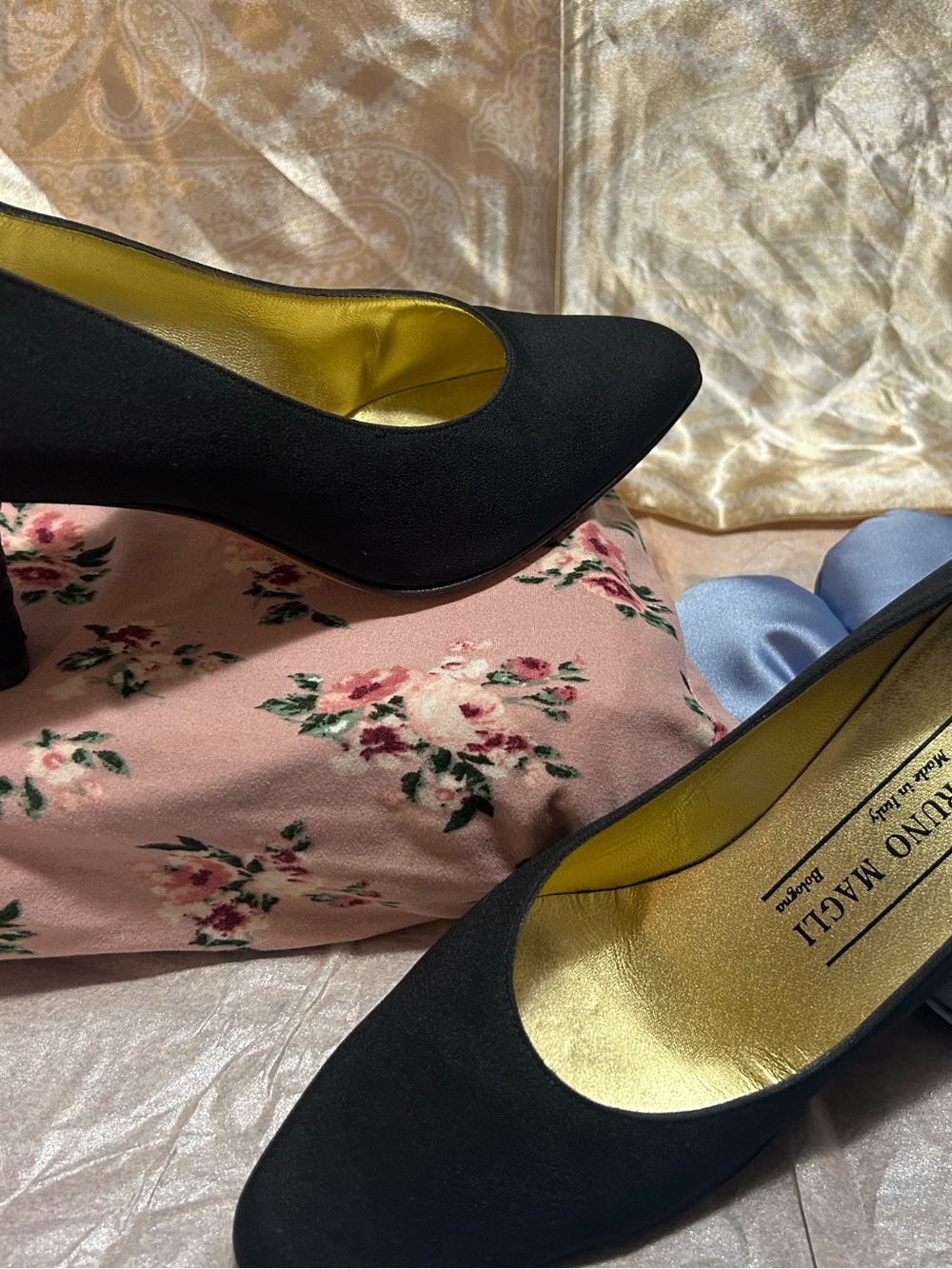 Bruno Magli Black Pumps with Gold Interior